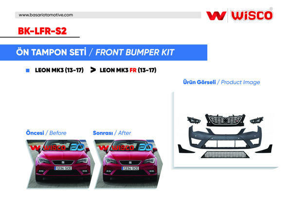 WISCO BK-LFR-S2 | Tampon Seti On Sensörlü Far Yıkamasız Sis Farlı Seat Leon Fr 13-17