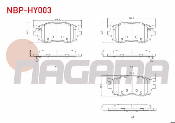 NAGAMA NBP-HY003 | Fren Balata Ön Ikazlı Hyundai Accent Era 1.5 CRDI 2006-2012 / Accent Era 1.4İ 16V 2006-2012 / Accent Era 1.6 Cvvt 2006-2012 / i20 (Pb, Pbt) 1.4 CRDI 2008-2015 / Kia Rio II 1.5 CRDI 2006-2011