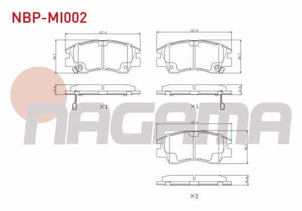 NAGAMA NBP-MI002 | Fren Balata Ön Ikazlı Mitsubishi L 300 (P0w,P1w) 2.5 D 1986-2006 / L 200 (K3t,K2t,K1t,K0t) 2.5 D 1986-1996