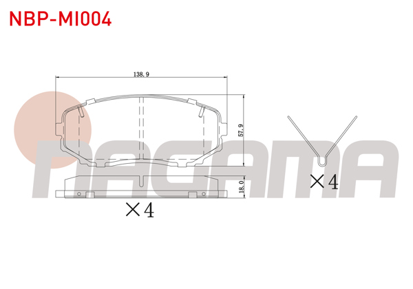 NAGAMA NBP-MI004 | Fren Balata Ön Ikazlı Mitsubishi L 200 Trıton (Kj_, Kk_, Kl_) 2.2 Dı-D 2019-/ Mazda Cx-7 (Er) 2.3 Mzr 2007-/ Cx-9 (Tb) 3.7 2007 -