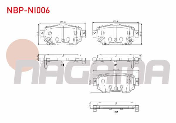 NAGAMA NBP-NI006 | Fren Balata Arka Ikazlı Nissan Qashqai 1.5 DCI 2014-/ Qashqai 1.2 2014-/ Qashqai 1.6 DCI 2014-/ X-Traıl 1.6 DCI 2014-/ Renault Kadjar 1.5 DCI 2015-/ Kadjar 1.2 2015-/ Kadjar 1.6 DCI 2015 -