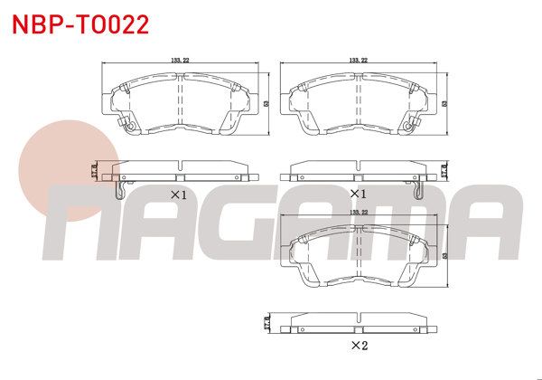 NAGAMA NBP-TO022 | Fren Balata Ön Ikazlı Tel Delikli Toyota Corolla (_E10_) 1.3İ 1992-1997 / Corolla (_E10_) 1.6İ 1992-1997 / Carina E (_T19_) 1.6 1992-1997 / Carina E (_T19_) 1.8İ 1992-1997