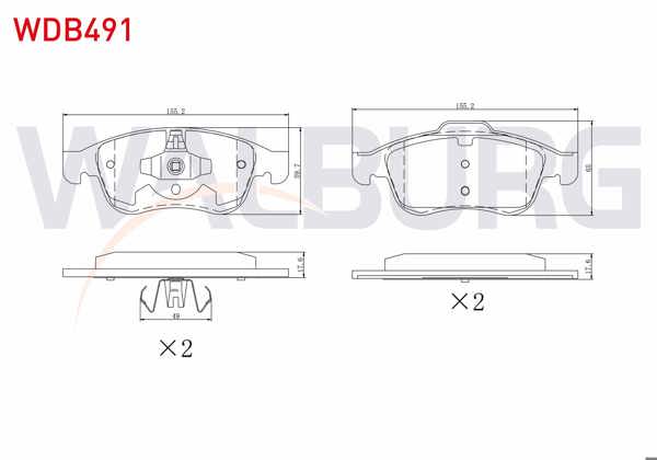 WALBURG WDB491 | Fren Balata Ön 15-16 Jant Renault Captur I-II 13-/ Clio V 19-/ Fluence 10-/ Megane III 08-15 / Scenic 09-/ Zoe 19-/ Dacia Dokker 12-/ Duster 13-/ Lodgy 12-/ Nissan Juke (F16) 19 -