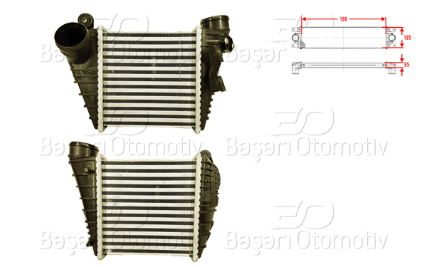 WISCO 1114136-00 | Turbo Radyatörü (Intercooler) 185X188x85 VW Golf4 Bora A3 1.8 1.9 TDI 98 >