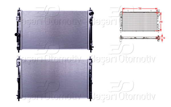 WISCO 3113894-00 | Su Radyatörü Brazing Mt-At 700X398x16 Chrysler. Jeep. Compas. Sebrıng. Patrıot. Avanger. Caliber 2.0Crdı. 2.0 Benzin Avanger 2.4 07 >