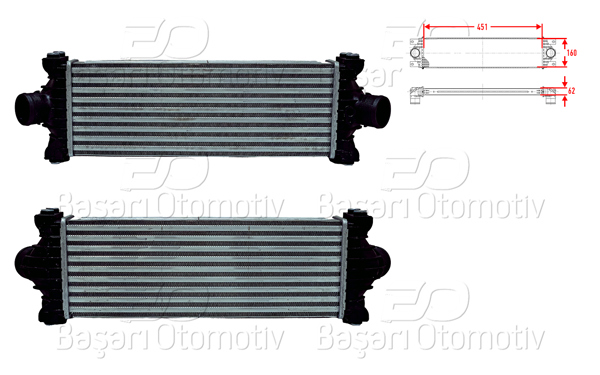 WISCO 3113966-00 | Turbo Radyatörü (Intercooler) 451X160x62 Ford Tourneo Custom 2.2 TDCI 12-/ Transit (V348) 2.2 TDCI 09-14 / Transit (V363) 2.2 TDCI 14-/ Transit Custom 2.2 TDCI 12-Arkadan Itıslı