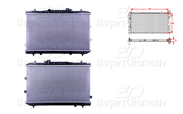 WISCO 3114074-00 | Su Radyatörü Brazing Mt 375X668x16 Kia Cerato 1 (Ld) 04-09