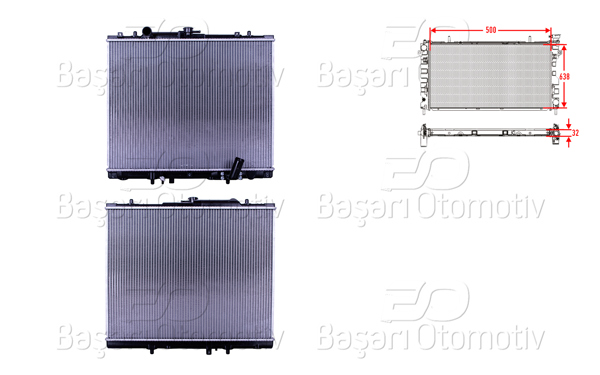 WISCO 3114104-00 | Su Radyatörü Brazing Mt 500X638x32 Mitsubishi L200 (K7_T, K6_T, K5_T) 2.5 TD 01-07