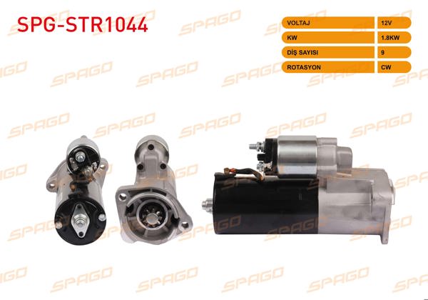 SPAGO SPG-STR1044 | Marş Motoru 12V 1.8Kw 9 Dıs Cw (Str6532) Passat B5 98-05 / A4 96-04-A6 01-05 (1.9 2.0 TDI Araclar İçin)