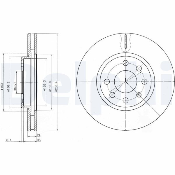 DELPHI BG3569 | Fren Diski Ön Havalı (260mm) Opel Corsa C Z1.4Xe Z1.4Xep Z1.3Dt Y1.7Dt 01 07 Combo C 01 08