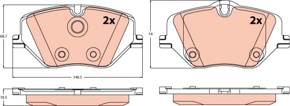 TRW GDB2608 | Fren Balatası Ön BMW G60 U06 X1 U11 X2 U10 21 >
