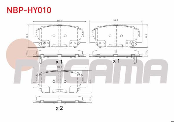 NAGAMA NBP-HY010 | Fren Balata Ön Ikazlı Hyundai i30 (Gd) 1.6 GDI 2011-2017 / i30 (Gd) 1.6 CRDI 2011-2017 / Kia Ceed 1.6 CRDI 2012 -