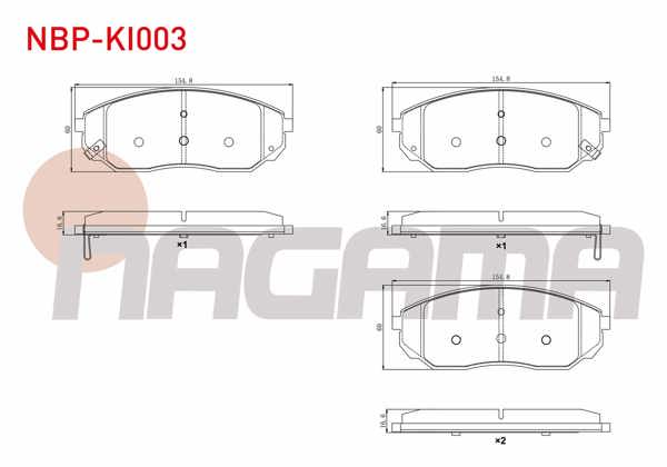 NAGAMA NBP-KI003 | Fren Balata Ön Ikazlı Kia Sorento I (Jc) 2.4İ 2002-2009 / Kia Sorento I (Jc) 2.5 CRDI 2002-2009