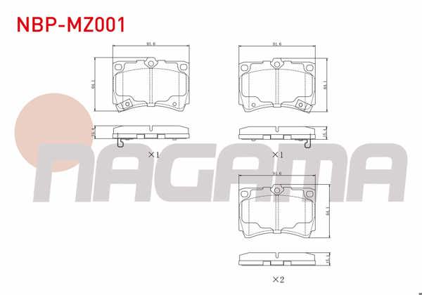 NAGAMA NBP-MZ001 | Fren Balata Ön Ikazlı Mazda 323 III (Bf) 1.4 1985-1991 / 1.6 1985-1991 / 323 IV (Bg) 1.6İ 1989-1994 / 323 V (Ba) 1.3İ 16V 1994-1998 / 323 V (Ba) 1.5İ 16V 1994-1998