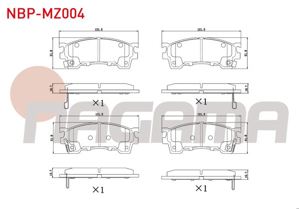 NAGAMA NBP-MZ004 | Fren Balata Ön Mazda 626 IV (Ge) 1.8İ 1992-1997 / 626 IV (Ge) 2.0İ 1992-1997 / 626 V (Gf) 1.8İ 1997-2002