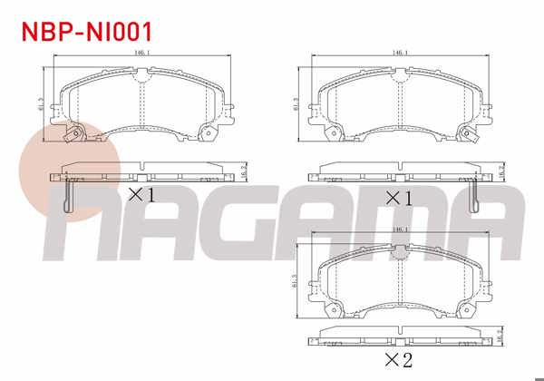 NAGAMA NBP-NI001 | Fren Balata Ön Ikazlı Nissan X-Traıl (T32) 1.6 DCI 2013-/ X-Traıl (T32) 1.6 DCI 4X4 2013-/ X-Traıl (T32) 1.6 Dıg-T 2013-/ Infiniti Q50 2.2 D 2013 -