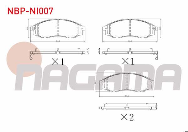 NAGAMA NBP-NI007 | Fren Balata Ön Ikazlı Nissan Pick Up (D22) 2.5 Dı 4Wd 1998-/ Np300 Skystar 2.5 DCI 2008-/ Skystar 2.5 D 1998-2002 / Skystar 2.4İ 2002-2005