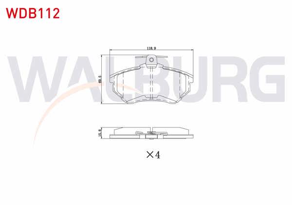 WALBURG WDB112 | Fren Balata Ön VW Passat (3A2,35I) 1.8 1988-1997 / 2.0 1988-1997 / Golf III 1.9 TDI 1991-1999 / Caddy II 1.9 Sdı 1995-2004 / Seat Ibiza II 1.6İ 1993-2002 / 1.7 Sdı 1993-2002 / Toledo I 1.8 1991-1999 /