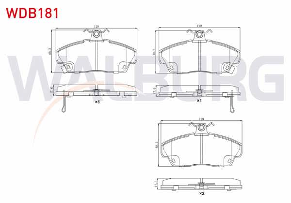 WALBURG WDB181 | Fren Balata Ön Ikazlı Honda Euro Civic 1991-2005 / Rover 214 1995-2000 / 416 1995-2000 / Gaz Gazelle 2012-/ Tata Telcolıne 1999-2007