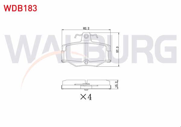 WALBURG WDB183 | Fren Balata Arka Nissan Primera (P10) 2.0İ 1990-1998 / Primera (P11) 1.8İ 16V 1996-2001 / Primera (P11) 2.0 TD 1996-2001 / Primera (P12) 2.0İ 16V 2002 -