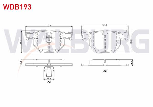WALBURG WDB193 | Fren Balata Arka BMW 5 Serisi (E60) 525 İ 2003-2010 / (E60) 520 D 2003-2010 / (E60) 520 İ 2003-2010 / (E60) 530 D 2003-2010 / (E60) 525 D 2003-2010 / (E60) 530 İ 2003-2010