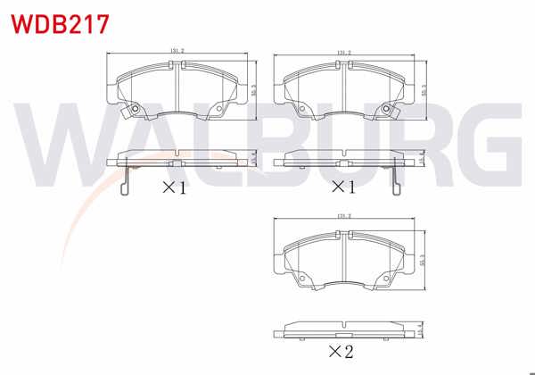 WALBURG WDB217 | Fren Balata Ön Ikazlı Honda Civic VI 1.4İ 1995-2001 / Civic VI 1.5İ 1995-2001 / City 1.4İ 2006-/ Jazz II (Gd) 1.4İ 2002-2004