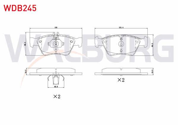 WALBURG WDB245 | Fren Balata Ön Mercedes E Serisi (W210) E 230 1995-2002 / (W210) E 200 1995-2002 / (W210) E 200 CDI 1995-2002 / (W210) E 270 CDI 1995-2002 / (W210) E 280 1995-2002 / (W210) E 320 CDI 1995-2002