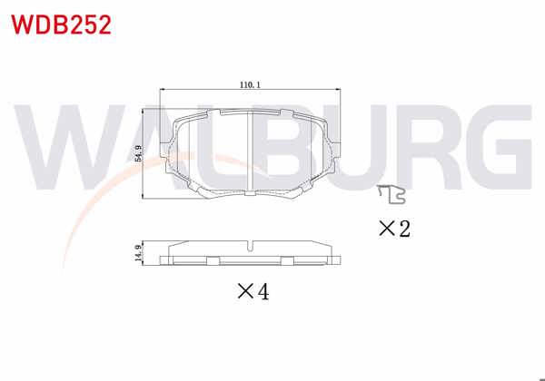 WALBURG WDB252 | Fren Balata Ön Suzuki Vitara (Et,Ta) 1.6İ 16V 1988-1999 / Vitara (Et,Ta) 2.0 TD 1988-1999 / Vitara (Et,Ta) 2.0 HDI 1988-1999 / Vitara (Et,Ta) 2.5İ 1988-1999