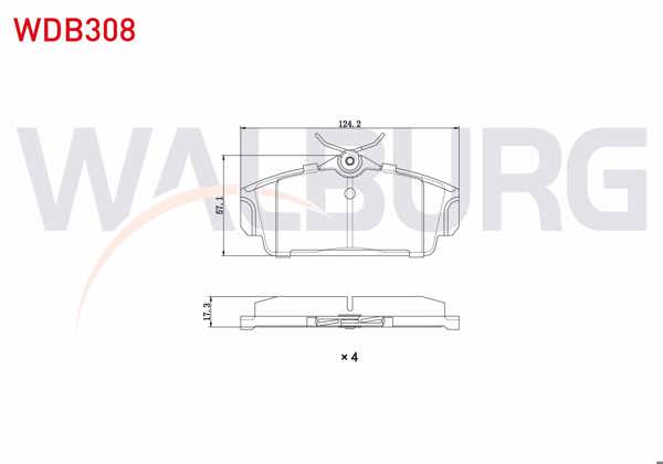 WALBURG WDB308 | Fren Balata Ön Nissan Primera 1.6İ 16V 1996-2001 / 1.8İ 16V 1996-2001 / 2.0İ 16V 1996-2001 / 2.0 TD 1996-2001 / Almera II 1.5 DCI 2000-2007 / 1.5İ 16V 2000-2007 / 2.2 Dı 2000-2007 / 1.8İ 2000-2007