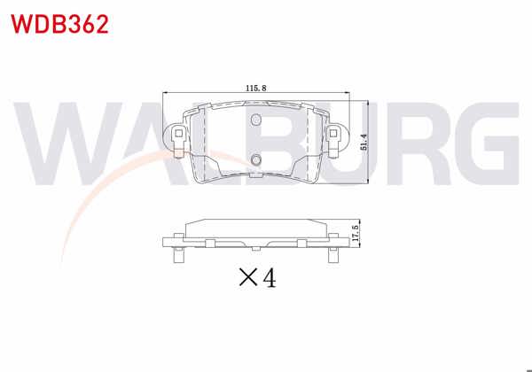 WALBURG WDB362 | Fren Balata Arka Renault Master II 2.8 Dtı 1998-2010 / Master II 2.5 DCI 1998-2010 / Master II 1.9 Dtı 1998-2010 / Opel Movano A 1.9 Dtı 2001-2010 / Movano A 2.5 Dtı 2001-2010