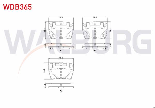 WALBURG WDB365 | Fren Balata Ikazlı Arka Toyota Rav4 II 1.8 Vvt-I 2000-2006 / Rav4 II 2.0 D-4D 2000-2006 / Chery Tıggo 1.6 2010 -