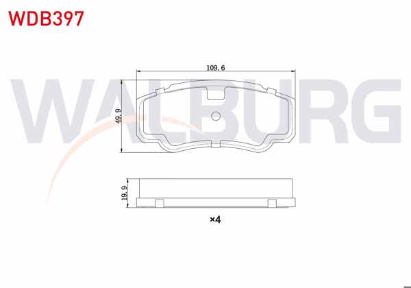 WALBURG WDB397 | Fren Balata Arka Fiat Ducato (244) 2.8 TDI 2002-2006 / Ducato 2.3 JTD 2002-2006 / Ducato 2.8 D 2002-2006 / Peugeot Boxer II 2.0 HDI 2002-2006 / Citroen Jumper II 2.8 HDI 2002-2006