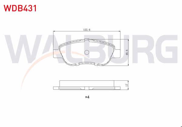 WALBURG WDB431 | Fren Balata Ön Fiat Albea 1.2 2003-2005 / Fiat Palio 1.2 2003-2005