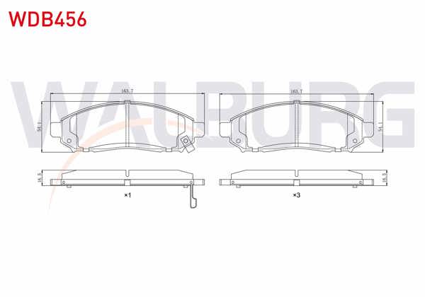 WALBURG WDB456 | Fren Balata Ön Ikazlı Tel Delikli Nissan Navara (D40) 2.5 DCI 4Wd 2005-2015 / Nissan Pathfinder (R51) 2.5 DCI 2005 -