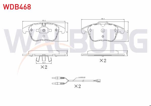 WALBURG WDB468 | Fren Balata Ön Fişli Citroen C5 III 1.6 HDI 2008-2015 / Mondeo IV 2.0İ 2007-2014 / Mondeo IV 1.6 TDCI 2007-2014 / Freelander II 2.2 Td4 2006-2014 / S60 II 1.6 D 2010-/ Jaguar Xk 4.2İ 2006 -