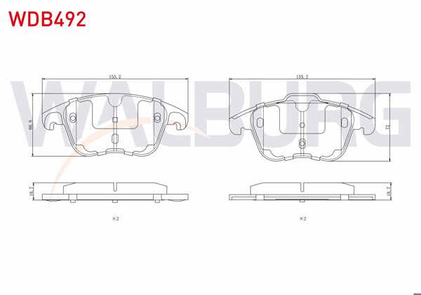 WALBURG WDB492 | Fren Balata Ön C4 1.6 09-/ C4 Picasso 1.6 HDI 06-13 / 208 II 1.2 Puretech 1.5 HDI 19-/ 2008 II 1.2 Puretech 1.5 HDI 19-/ Ds 3 Crossback 1.2 1.5 HDI 19-/ Ds5 1.6 E-HDI-1.6 Thp-2.0 HDI 11 -