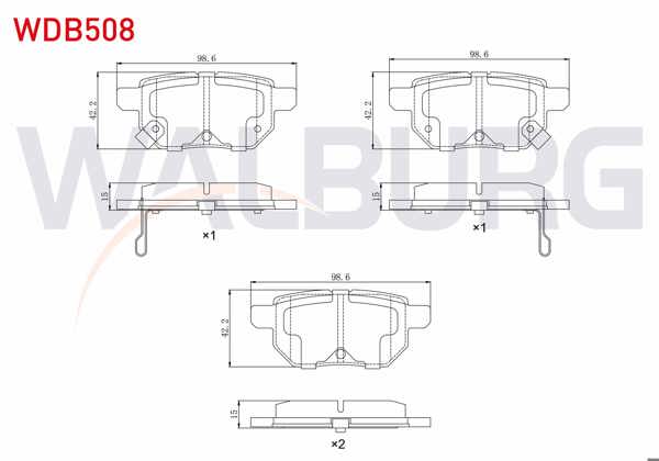 WALBURG WDB508 | Fren Balata Arka Toyota Corolla (E15_) 1.6 Vvt-I 2007-2012 / Auris (Zre15) 1.6 Vvt-I 2007-2012 / Yaris (P9) 1.0 Vvt-I 2006-2010