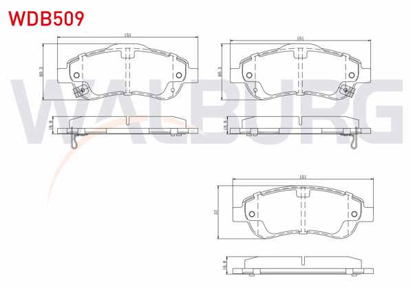 WALBURG WDB509 | Fren Balata Ön Ikazlı Honda Cr-V III 2.0 I-Vtec 2006-2012 / Cr-V III 2.2İ Ctdı 2006-2012 / Cr-V IV 1.6İ Dtec 2012-2014 / Cr-V IV 2.0 2012-2014 / Cr-V IV 2.2İ 2012-2014