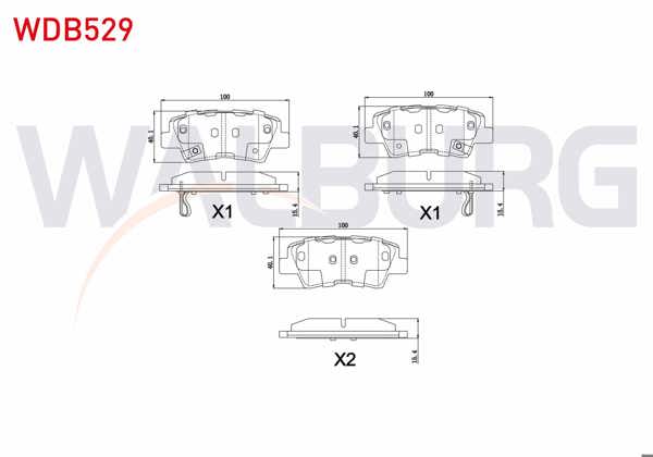 WALBURG WDB529 | Fren Balata Arka Ikazlı Hyundai Elantra 1.6 D-Cvvt 2011-2015 / Sonata V 2.0 VVTI 2005-2010 / Kia Soul (Am) 1.6 CRDI 2009-/ Optıma 1.7 CRDI 2012 -