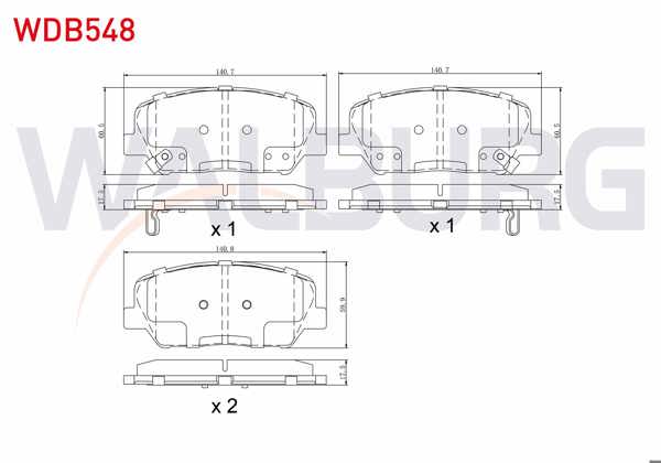 WALBURG WDB548 | Fren Balata Ön Ikazlı Hyundai i30 (Gd) 1.6 GDI 2011-2017 / i30 (Gd) 1.6 CRDI 2011-2017 / Kia Ceed 1.6 CRDI 2012 -