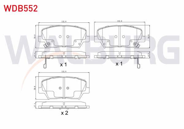 WALBURG WDB552 | Fren Balata Ön Ikazlı Hyundai Elantra 1.6 D-Cvvt 2011-2015 / Kia Cerato 1.6 CRDI 2016-/ Kia Cerato 1.6 Mpı 2016 -