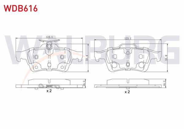 WALBURG WDB616 | Fren Balata Arka Ford Tourneo Connect 1.6 TDCI 2013-/ 1.5 TDCI 2013-/ Transit Connect 1.5 TDCI 2013-/ 1.6 TDCI 2013-/ Focus III 1.6İ 2011-2015 / Grand C-Max 1.6 TDCI 2011-/ Kuga II 1.6 16V 2013 -