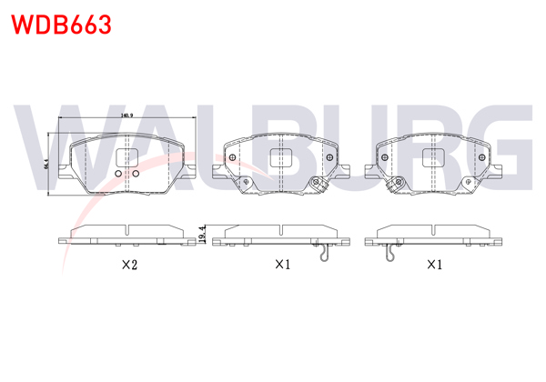 WALBURG WDB663 | Fren Balata Ön Ikazlı Fiat 500X 1.4 2014-/ Fiat 500X 1.6 2014-/ Jeep Renegade (Bu) 1.6 Crd 2014-/ Renegade (Bu) 2.0 Crd 2014-/ Compass 1.6 2017-/ Compass 2.0 2017-/ Alfa Romeo Tonale 2022 -