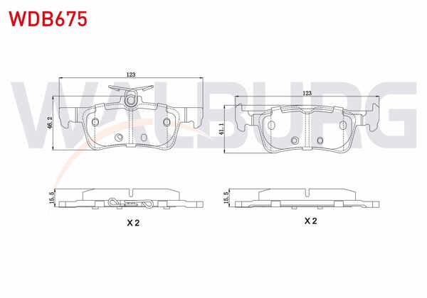 WALBURG WDB675 | Fren Balata Arka Peugeot 308 II 1.6 HDI 2014-/ 308 II 1.6 Thp 2014-/ 308 II 1.2 VTI 2014 -