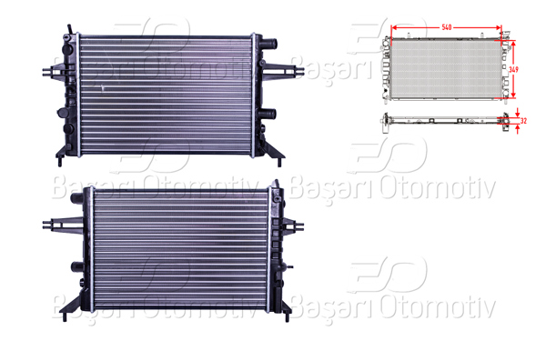 AUTOLUX 2113073-22 | Su Radyatörü Mekanik Mt 540X349x32 Opel Astra G 1.2 16V 1.4 97 >