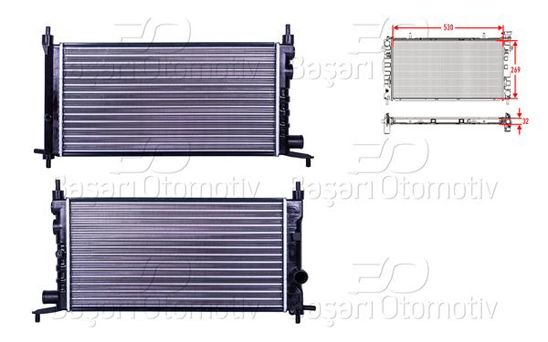 AUTOLUX 2113079-22 | Su Radyatörü Mekanik Mt 530X269x32 Opel Corsa B Combo B 1.2 93 >