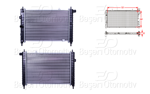 AUTOLUX 2113083-22 | Su Radyatörü Mekanik Mt 521X368x32 Opel Kadet E 1 6D 88 >
