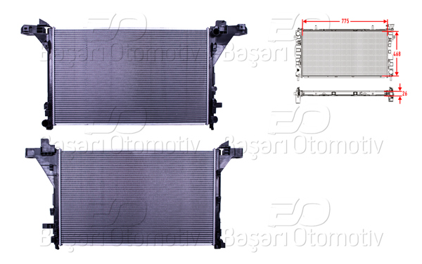 WISCO 3113056-00 | Su Radyatörü Brazing Mt-At 775X468x26 mm Renault Master. Opel Movano 2.3 DCI Ac + Çift Teker 10 > Capraz Çıkış