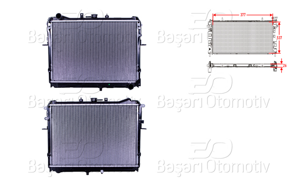 WISCO 3113226-00 | Su Radyatörü Brazing Mt 377X537x26 Mazda E00. E2200 2.2D 4Wd. Kia Besta 97-03