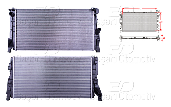WISCO 3113597-00 | Su Radyatörü Brazing Mt 682X320x26 BMW 2 Serisi F45 216D. 218D F45.F46. Mini F55.F56 . F48 (X1)